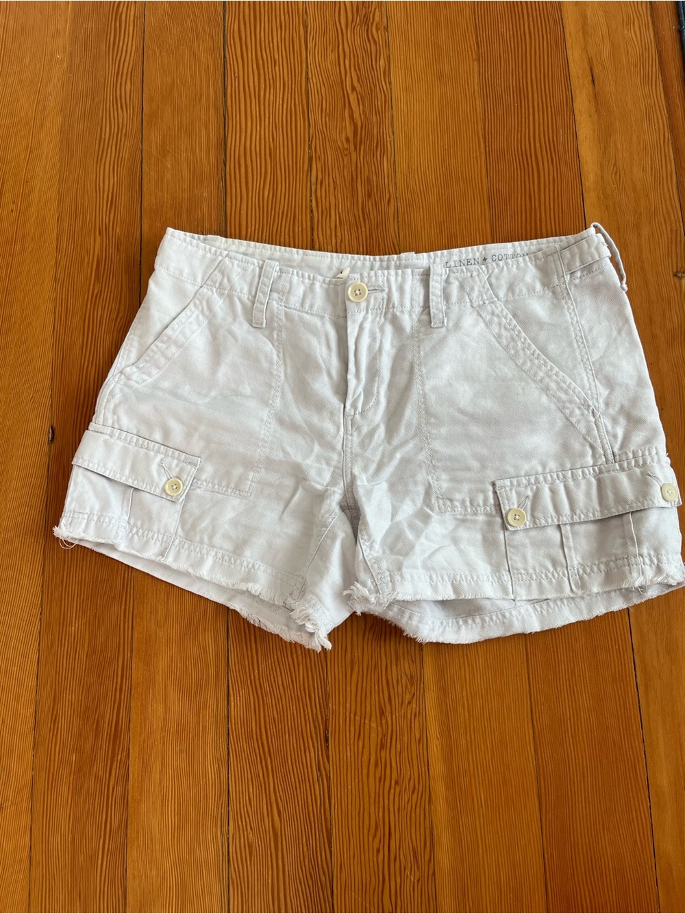Light blue G1 Linen Cotton Cargo Shorts